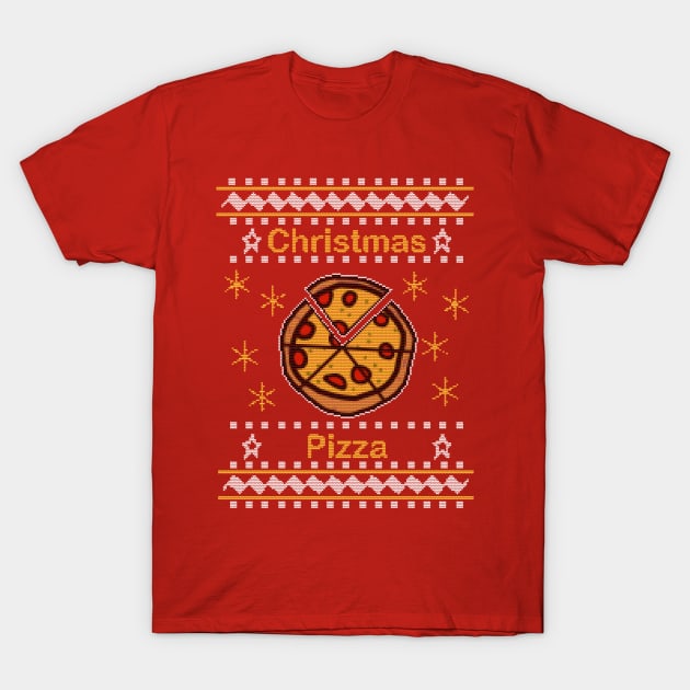 Food Ugly Christmas Sweaters Pizza T-Shirt by ellenhenryart